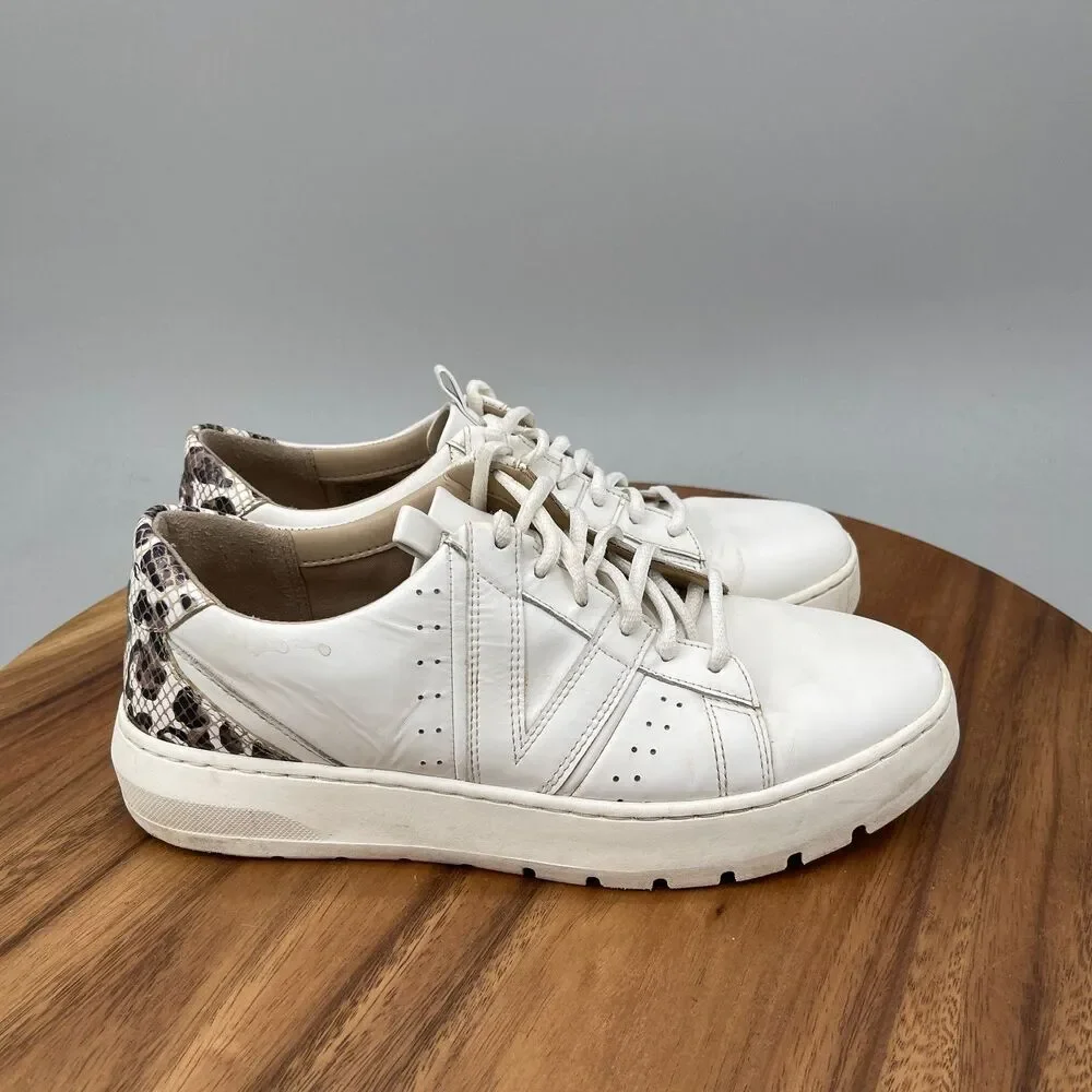 Vionic Simasa Shoes Womens Size 8.5 White Leather Leopard Print Orthopedic Walk